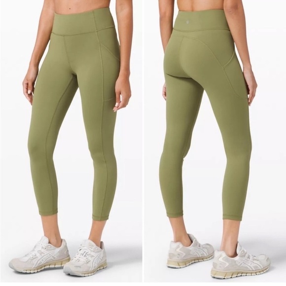 Lululemon Invigorate High Rise Tight Bronze Green Pockets Leggings